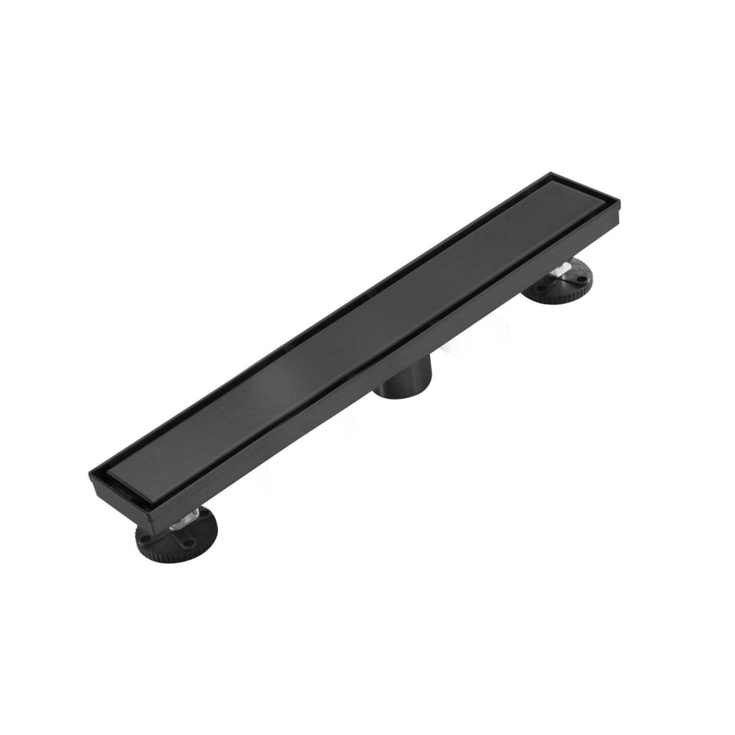AVSIILE Linear Shower Floor Drain, Black 18 Inch 304 Stainless Steel Bathroom Drains Kit, Rectangular Shower Trench Drain with Reversable Tile-in Pattern Drain Cover & Hair Catcher