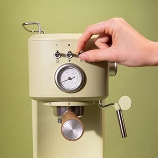 Cecotec Macchina da Caffè Espresso Power Espresso 20 Retro Green. 1100 W, 20 Bar, Sistema Thermoblock, Vaporizzatore Orientabile, Manometro, Braccio Portafiltri con Doppia Uscita e 2 Filtri, 1,25 L