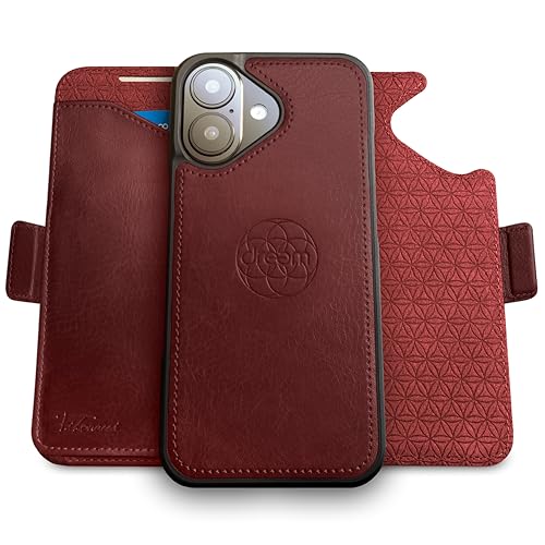 Funda cartera iPhone 17 MagSafe con tapa magnética removible y bloqueo RFID Fibonacci Burgundy