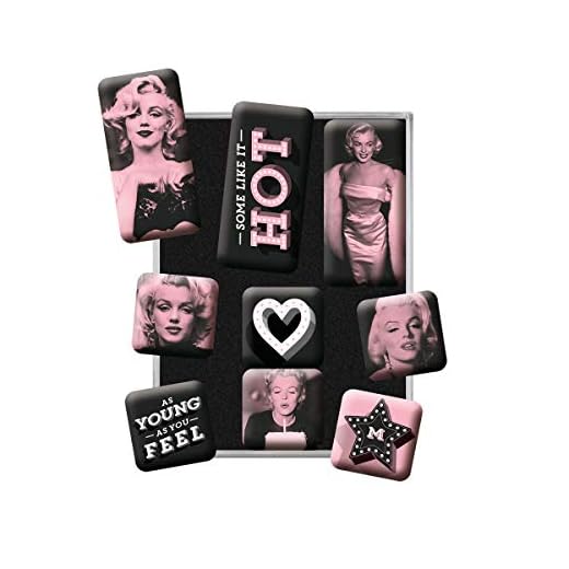 Nostalgic-Art, Juego de Imanes Retro , Marilyn – Regalo para los Aficionados a la Nostalgia, Decoración para la Nevera, Diseño Vintage, 9 Unidades