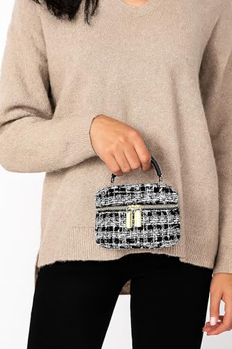 Regina Chic Houndstooth Tweed Vanity Case Mini Crossbody with Gold Accents2