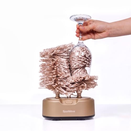 Home Glassware Polisher Worlds First Affordable Spinning Glass Polisher 600 RPM Dries Polishes All Glasses Wet Glass and Spin For Sparkling Glassware Champagne Premium Painted