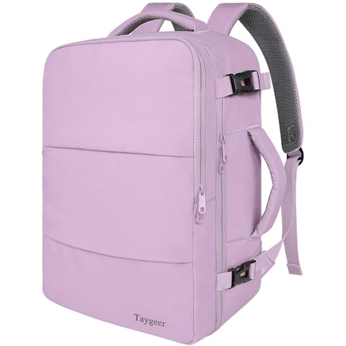 Image of Taygeer Travel Backpack for Men Women, TSA Friendly Mochila for Business | Airline Approved Underseat Personal Item Bag with 17.3 inch Laptop Compartment, Carry On Bag for Weekend Hiking, Orchid Purple