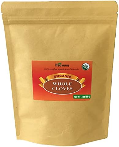 Heawans Hand Picked Premium Grade Organic Whole Cloves 2 oz, Packed form a USDA certified farm