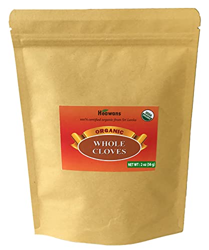Heawans Hand Picked Premium Grade Organic Whole Cloves 2 oz, Packed form a USDA certified farm