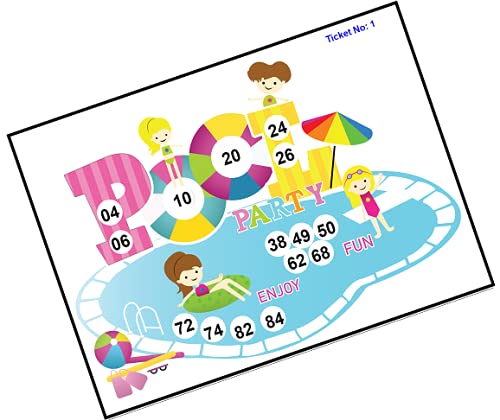 TambolaTickets.com Pool Party Summer Theme Bingo Housie tambola Tickets (Printed on Hard Sheet, Big Size Tickets, 32 Cards)