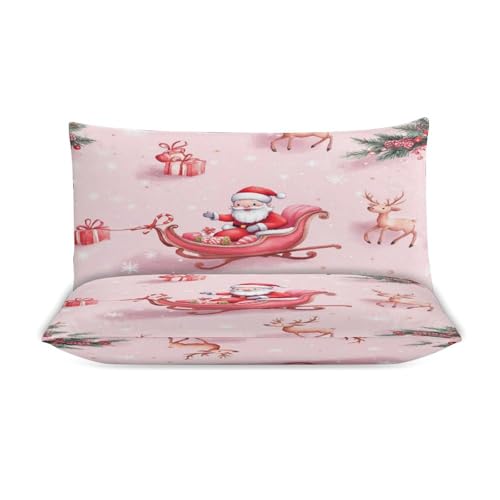 Housse de couette 220 x 240 cm Père Noël parure lit 3 pièces enfant