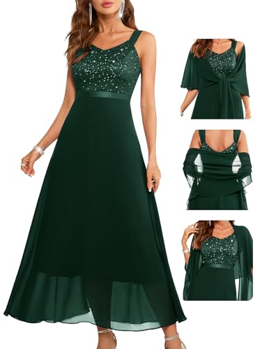 Image of BeryLove Summer Formal Wedding Guest Prom Dresses Sequin Cocktail Evening Lace Elegant Mother of The Bride Dress