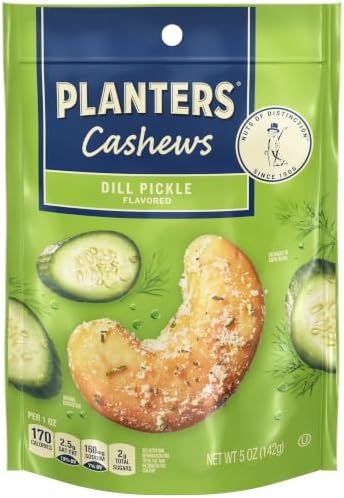 PLANTERS Dill Pickle Cashews, Plant Based Protein, 5 Oz (1 Ct)