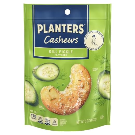 PLANTERS Whole Cashews Dill Pickle Flavored, Party Snacks, 5 Oz Bag