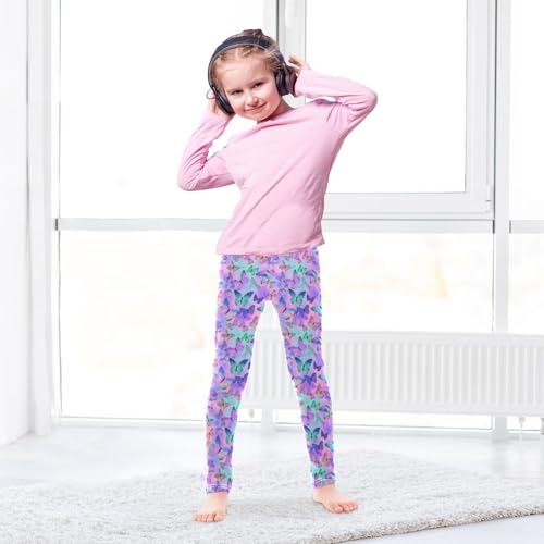 Butterfly Print Girls Leggings Kids Yoga Pants Athletic Tights Pants 4-10 Years4