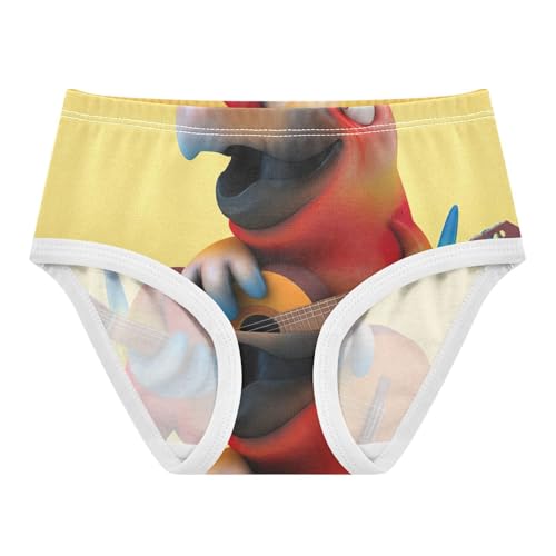 Girls Underwear Toddler 2t Cotton Panties for Girl Florals Kids Undies Briefs Cheerful Cartoon Parrot Yellow
