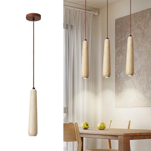 SHREALMS Rustic Travertine Pendant Light, G4 Socket Marble Spotlight Hanging