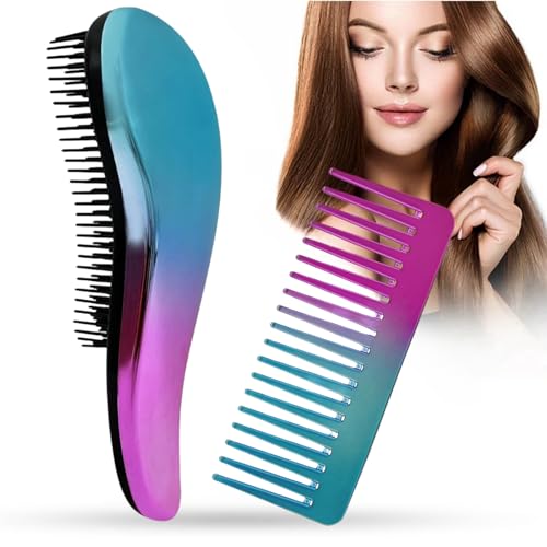 2 Pack Detangling Hair Brush Wide Tooth Comb Glide the Detangler Brush Through Tangled Hair Best Brush/Comb for Women Girls Men & Boys