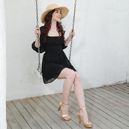 MIRAAZZURRA Platform Heels Square Open Toe Chunky High Heeled Sandals with Buckle Ankle Strap for Women Party Wedding3