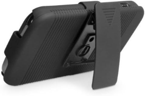 Eagle Cell POSAMT989RSTHL01 SkinnySuit Clipster Combo Case with Kick Stand and Holster Belt Clip for Samsung Galaxy S2 T989 - Retail Packaging - Black