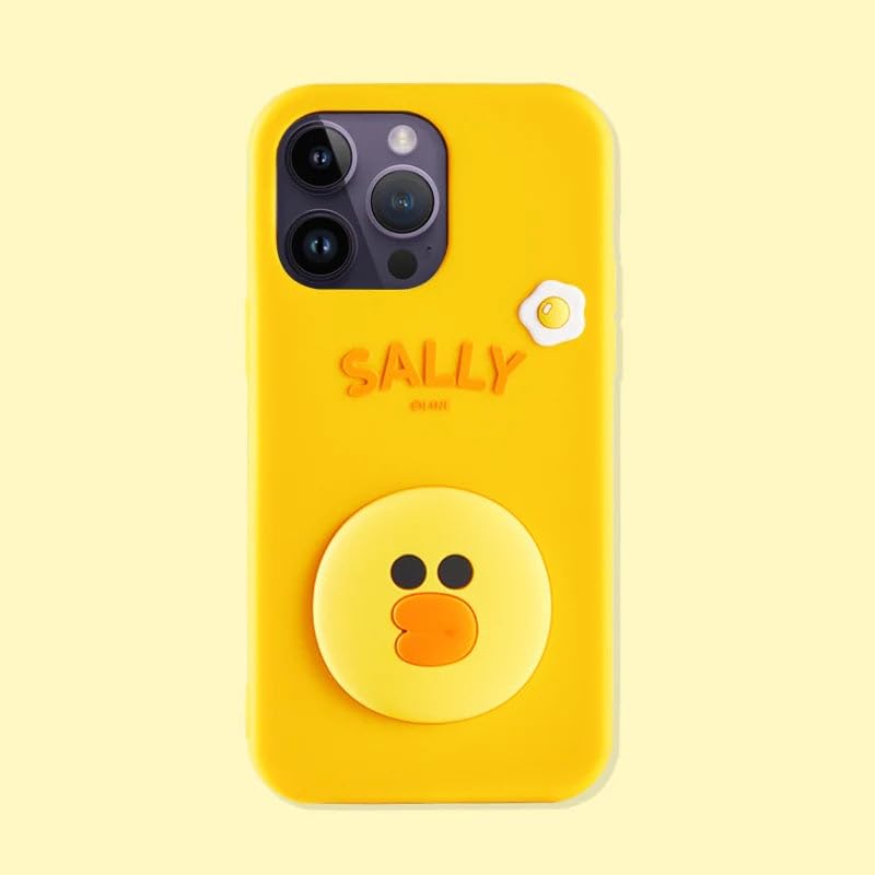 Image of COVERLY for iPhone 15 Pro Max 3D Line Friends Sally Cartoon Case,Premium Silicone Case Yellow Candy with Phone Holder Cool Full Protective Cute Kawaii Aesthetic Cover for Apple iPhone 15 Pro Max