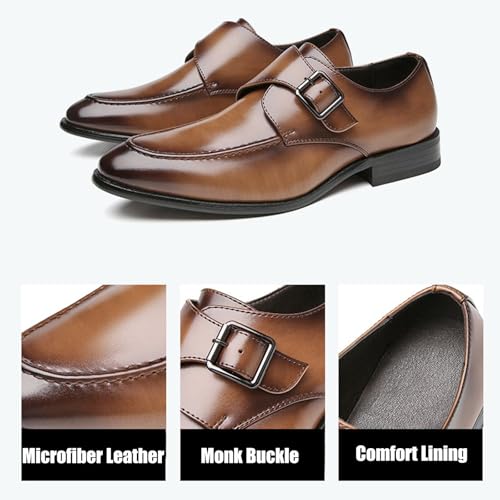 Men's Leather Monk Strap Dress Loafers Fashion Classic Cap Toe Low Top Slip On Oxford Shoes Casual Business Office Wedding Formal Shoes2
