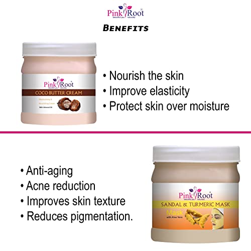 Image of Pink Root Cocoa Butter Cream 500gm with Sandal Turmeric Mask 500gm
