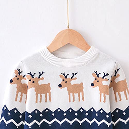sfdgfhyf Toddler Boys Girls Christmas Cartoon Deer Winter Warm Knitted Sweater Long Sleeve Tops Girls Clothing (Blue, 4-5 Years)3
