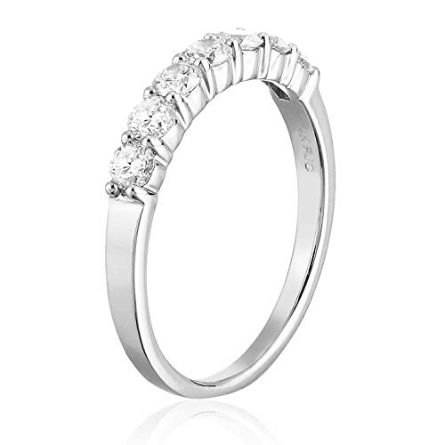 1/2 carat (ctw) Diamond Wedding Anniversary Band for Women, Round Diamond Engagement Ring 14K White Gold Prong Set 0.50 cttw, Size 4-102