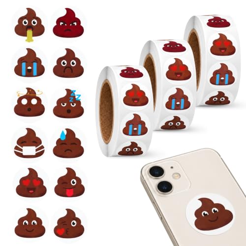 Rollo Pegatinas Emojis Cacas para niños, emoji stickers, 3 Unidades