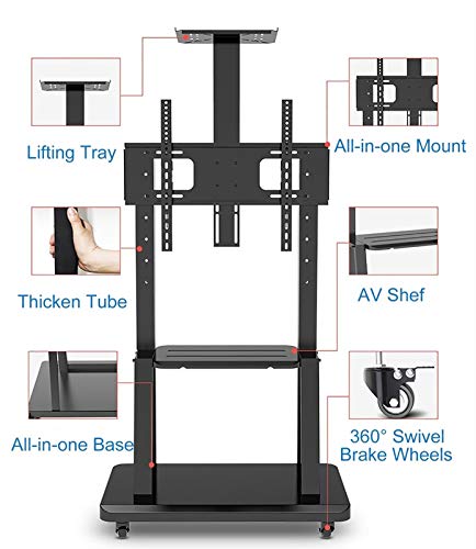 Soporte rodante para TV pesado universal, negro, 32-70 pulg. miniatura 2
