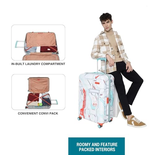 Image of uppercase Cyber Punk (Large) 76Cms Check-In Inline Trolley Bag For Travel|Polycarbonate Hardshellsided Printed Luggage|Combination Lock|8 Wheel Trolley Bag|Suitcase For Unisex|(White),H-75.5 cms