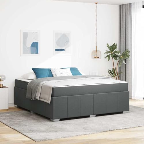 vidaXL Bettrahmen mit Matratze Dunkelgrau 180 x 200 cm Stoff, Schlafzimmermöbel, Moderner Stoffbett, Rechteckig, Robustes Boxspring, Taschenfederkern-Matratzenlösungen