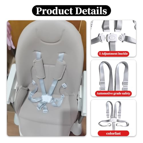 5 Punkt Gurt Hochstuhl Sicherheitsgurt,Ersatz-Sicherheitsgurte für Baby Kinderwagen Hochstuhl,Gurt Tripp Trapp Stuhl Gurt Verstellbare,Sicherheitsgurt Hochstuhl Wandelbare für Hochstuhl/Kinderwagen