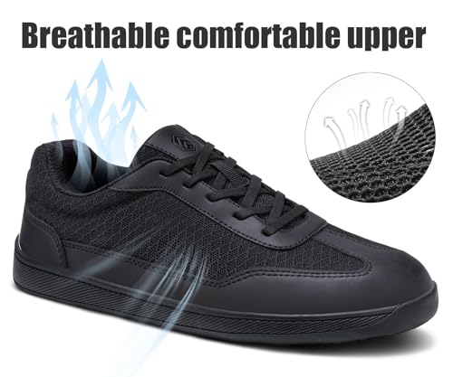 Image of LARNMERN Steel Toe Shoes Men Barefoot Safety Sneakers Walking Skate Non Slip Work Training Shoe 51654(8 Men, All Black)