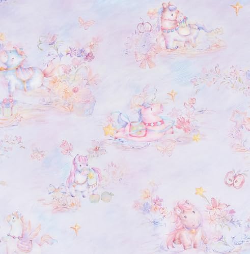 Image of Scientific Sleep Pastel Unicorn Pony Horse Flower Fairy Tale Cute Adorable Colourful 100% Cotton Bed Sheet Set Kids Girls Junior, Flat Sheet & Fitted Sheet & Pillowcase Bedding Set (Pretty Pony, Twin)