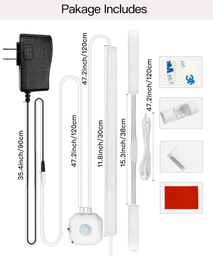 Image of Motion Sensor Light Indoor,12 Inch Ultra Thin Under Cabinet Lights,Dimmable 2700-6000K Closet Lights Under Cabinet Lighting 3 PCS
