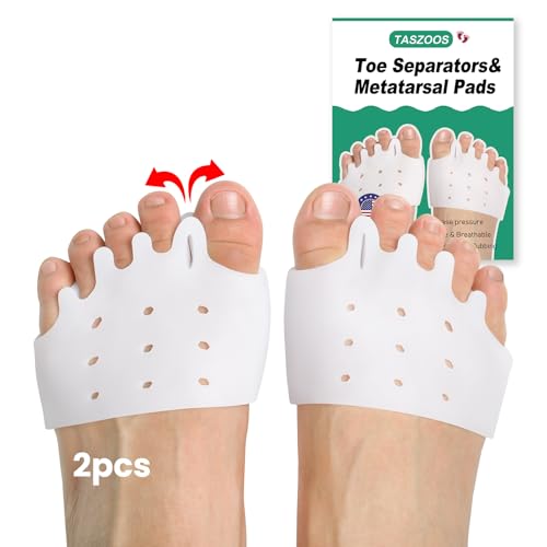 Image of Toe Spacers Metatarsal Pads - Breathable & Soft Toe Separators (White /Medium Size), Great for Mortons Neuroma, Metatarsalgia, Bunions, Hammer Toes or Rheumatoid Arthritis(2pcs, Thicken)