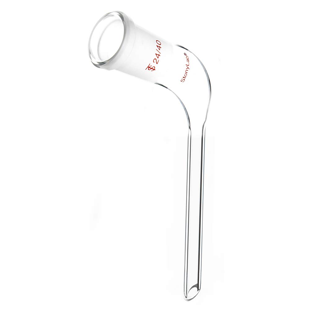 stonylab Adaptateur de Distillation à Angle de 105 Degrés en Verre, Adaptateur Coudé de Distillation en Verre Borosilicaté avec Joint 24/40 et Tube d'égouttement Conique de 100mm pour Laboratoire