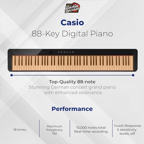 Image of Casio Privia PX-S1100 Digital Piano Bundle with CS-68 Stand, Bench, Sustain Pedal, Instructional Book, Austin Bazaar DVD, and Polishing Cloth - Black