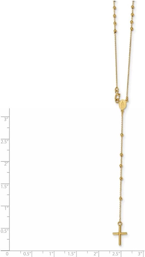 Diamond2Deal 14k Yellow Gold Rosary Cross Pendant Necklace 16.5"