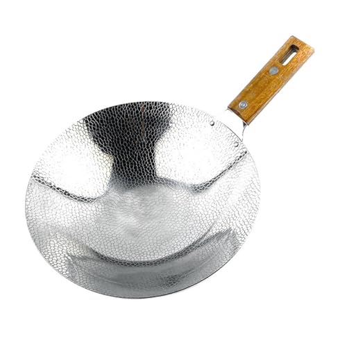 Wok de acero inoxidable con mango de madera miniatura 1