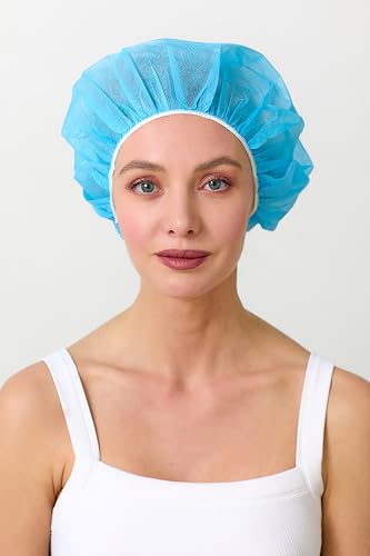 Filet à cheveux bouffant jetable bleu pour la manipulation alimentaire
