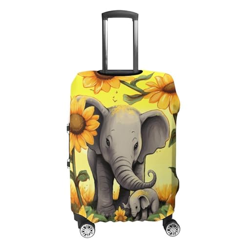 Carry on Luggage Cover Elephant Sunflowers Suitcase Covers for Luggages Tsa Approved Travel Luggage Sleeve Protector Elastic Suitcase Protector Anti-Scratch Washable Fits 19-30 Inch Case -L4