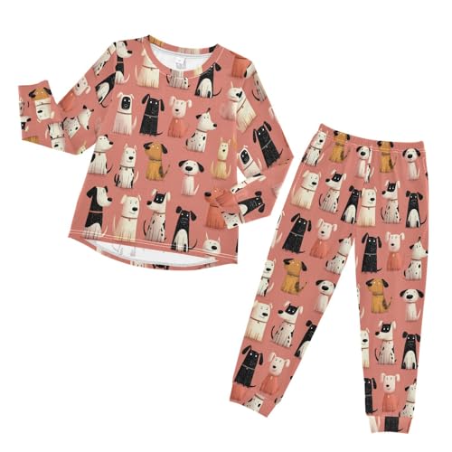Long Sleeve Pajama Set for Girls Boys Kids,Cute Dogs Print Comfy Nightwear Soft Loungewear,Family Matching PJs Underwear Set 6T