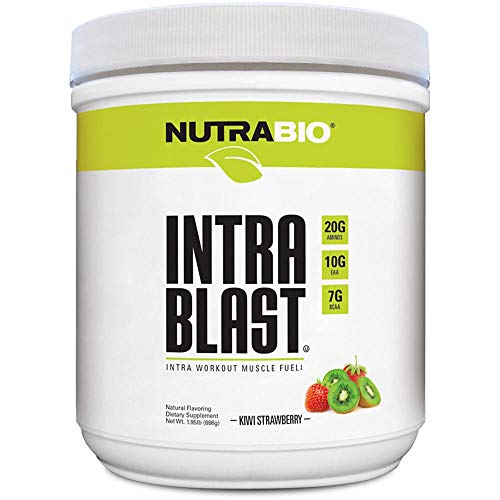 Nutrabio Intra Blast - Advanced Electrolyte Supplement - Natural Flavors, Sweeteners, Coloring, Non-Gmo, Gluten Free - Amino , Eaa/Bcaa Formula - 30 Servings - Kiwi Strawberry