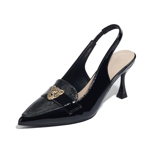 Pointed Toe Heels Ankle Strap Dress Loafer Shoes for Women