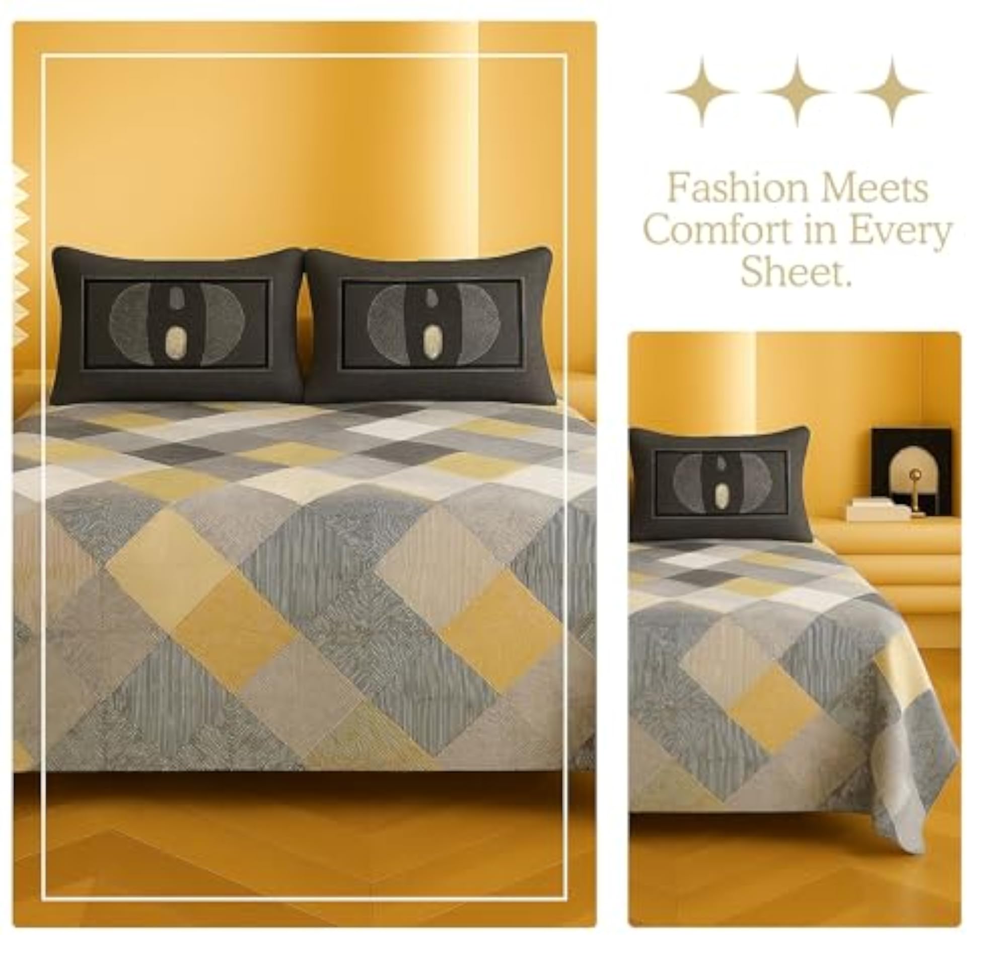 Premium Gift Pack King Size Bedsheet with Pillow Covers, 300 TC