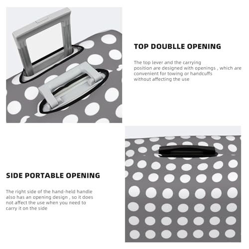 White Circular Dots On Gray Elastic Travel Luggage Covers Dustproof Scratch-Resistant Suitcase Protector Fit 22-24 Inch3