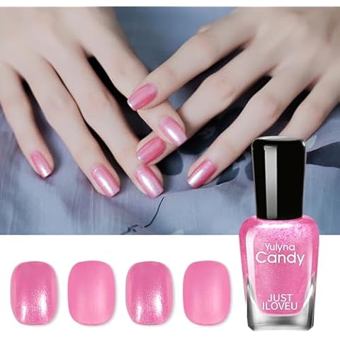 COSMOO Pearl Pink Quick Dry Nail Polish, Pink Summer Nail Lacquer for Nail Art Regular Nail Polish Cover
