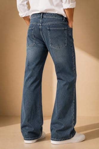 Image of Blue Bootcut Jeans for Men | Premium Denim Wide Leg Casual Jeans | Mens Wear, Casual Bottoms
