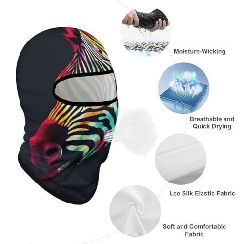 Balaclava para Hombres con Diseño de Arcoíris y Zebra, Máscara de Invierno para Ciclismo, Protección Facial Multifuncional para Esquí, Escalada y Deportes miniatura 3