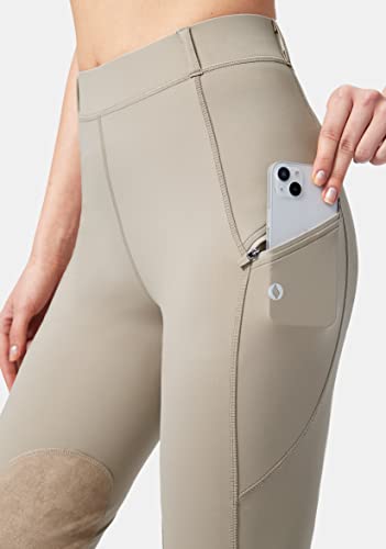 santiny women39s horse riding pants with zipper pockets knee-patch schooling tights equestrian breeches for women