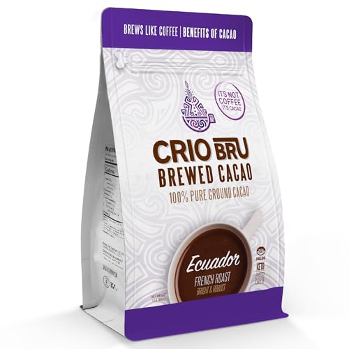 Crio Bru Brewed Cacao Ecuador French Roast Coffee Alternative 100 Percent Pure Cacao Beans 99 Caffeine Free (Non-Organic, 48 Ounce (Pack of 1))